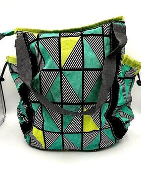 Embark Geometric Print Tote Bag – Green & Black Travel / Everyday Bag